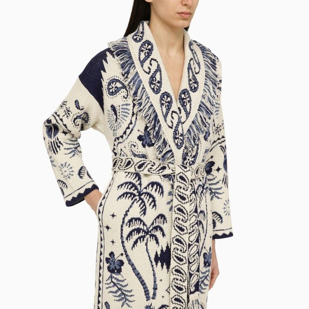 Alanui White/Blue Jacquard Long Cardigan - Picture 4 of 4